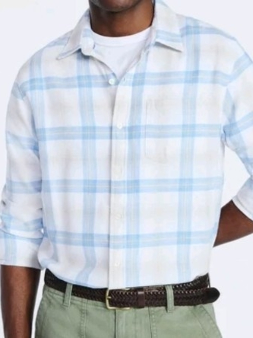 Free Assembly Blue Plaid Long Sleeve Button Down Shirt Men's Medium